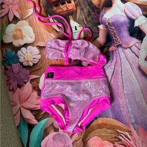 Pink glitter dance outfit Kandi kouture